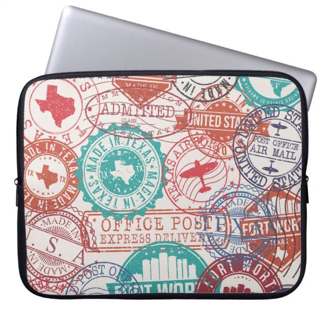 Fort Worth Texas: travel stamps. Laptop Sleeve (Front)