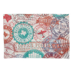 Fort Worth Texas: travel stamps. Pillowcase