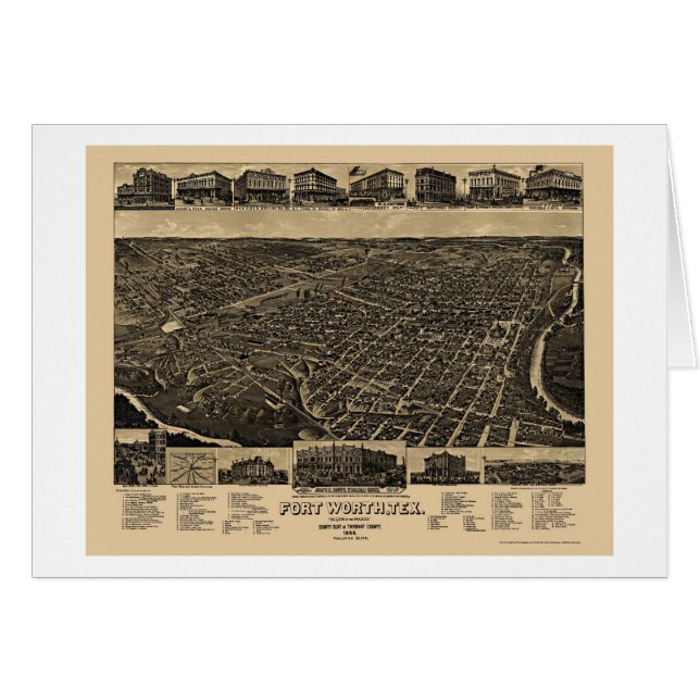 Fort Worth, TX Panoramic Map - 1886 (Front Horizontal)