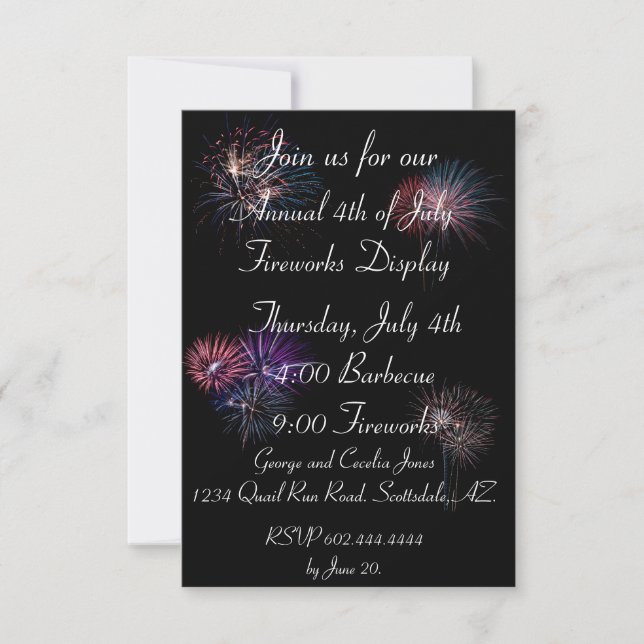 Forth of July fireworks Invitation (Front)