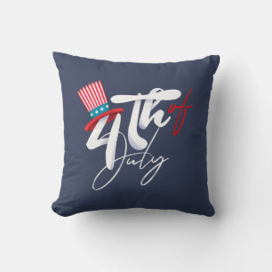 Forth of July Text and a patriotic Hat Design Cushion