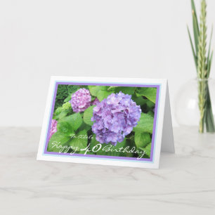 Fortieth Birthday Adele Hydrangeas Elegant Modern Card