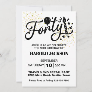Fortieth Milestone Birthday Invitation