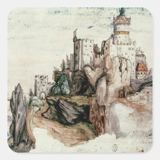 Fortified Castle Square Sticker (Front)