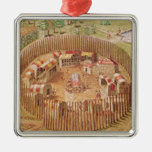 Fortified Indian Village, from 'Brevis Metal Ornament