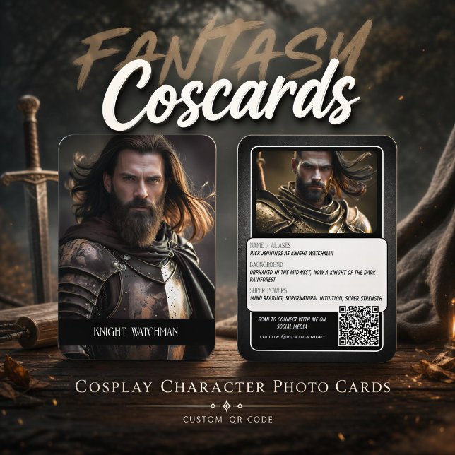 Fortitude Cosplay Character Trading Cards QR Code (Bring your cosplay character to life with custom coscards featuring your image, text, and a qr code)