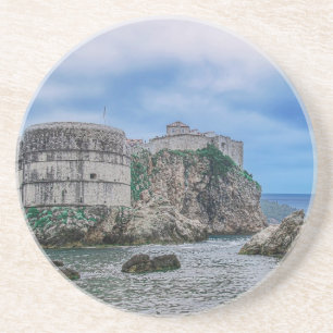 Fortress walls, rocky coast and sea in Croatia Coaster