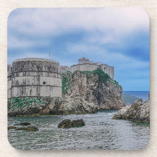 Fortress walls, rocky coast and sea in Croatia Coaster (Front)