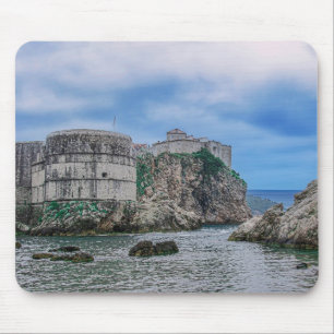 Fortress walls, rocky coast and sea in Croatia Mouse Pad