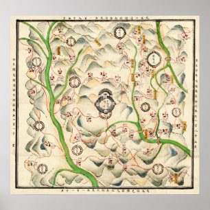 Fortresses in Xin Xi Ying, Yunnan Provence Map Poster