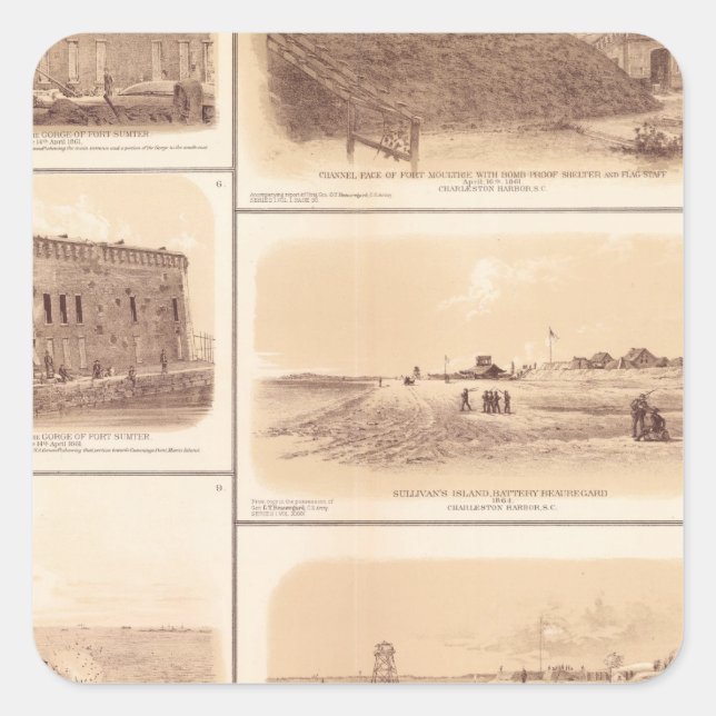 Forts Sumter & Moultrie, Sullivan's Island Square Sticker (Front)
