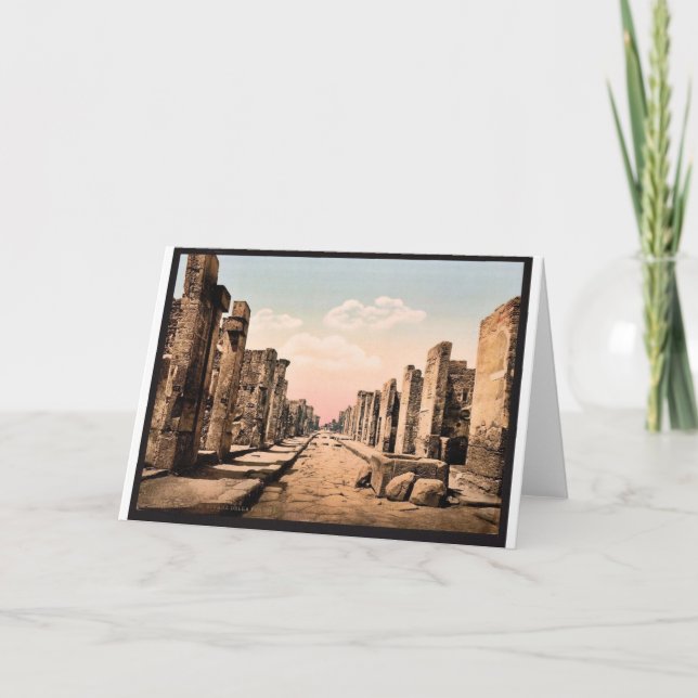 Fortuna Street, Pompeii, Italy vintage Photochrom Card (Front)