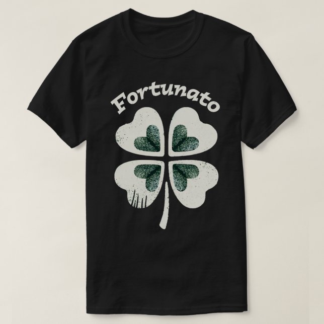 Fortunato Emblem Distressed FourLeaf Graphic Desig T-Shirt (Design Front)
