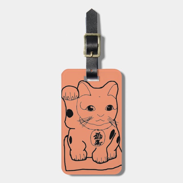 "Fortune Cat" Luggage Tag (Front Vertical)