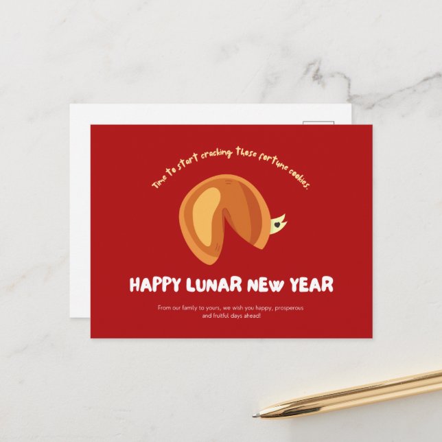 Fortune Cookie Chinese Lunar New Year Design Postc Postcard (Front/Back In Situ)