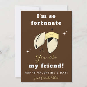 Fortune Cookie Friend Valentine's Day Cute Brown Holiday Card