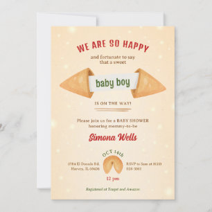 Fortune Cookie It's Baby Boy Cute Shower Sprinkle Invitation