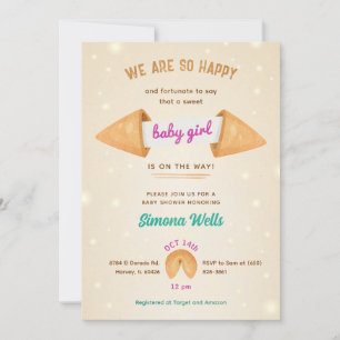 Fortune Cookie It's Baby Girl Cute Shower Sprinkle Invitation
