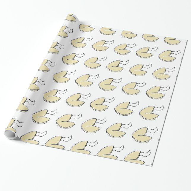 Fortune Cookie Lucky Chinese Food Cartoon Wrapping Paper (Unrolled)