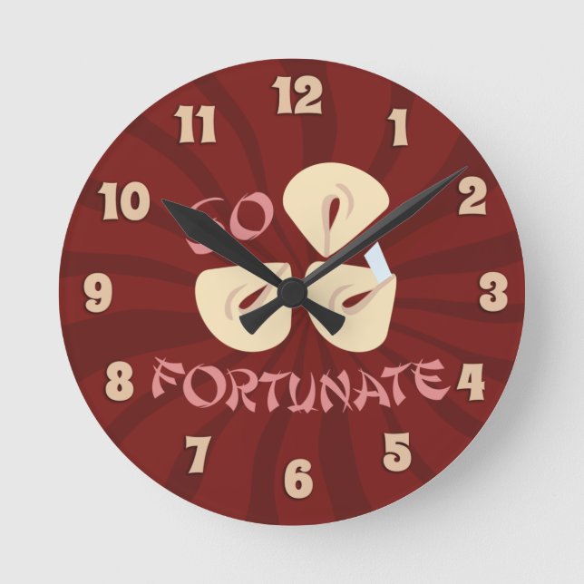 Fortune Cookie Time So Lucky Cartoon Round Clock (Front)