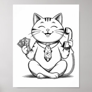 Fortune Kitty Meme Graphic Kawaii Maneki Neko Doll Poster