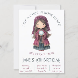 Fortune Teller, Crystal Ball, Kids' Birthday  Invitation