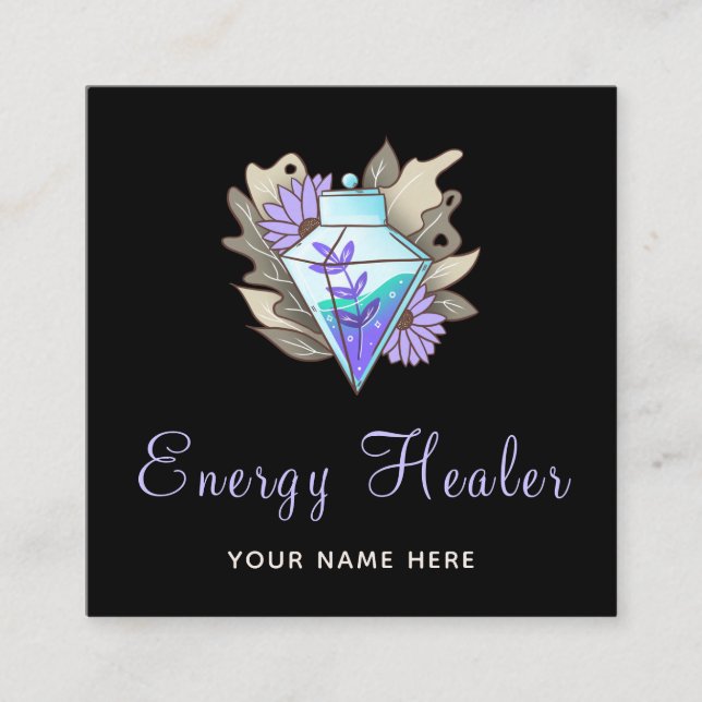 Fortune Teller Energy Healer Magic Potion Diamond  Square Business Card (Front)