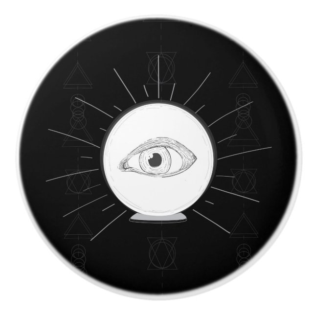 Fortune Teller Eye Seer Esoteric Crystal Ball Ceramic Knob (Front)