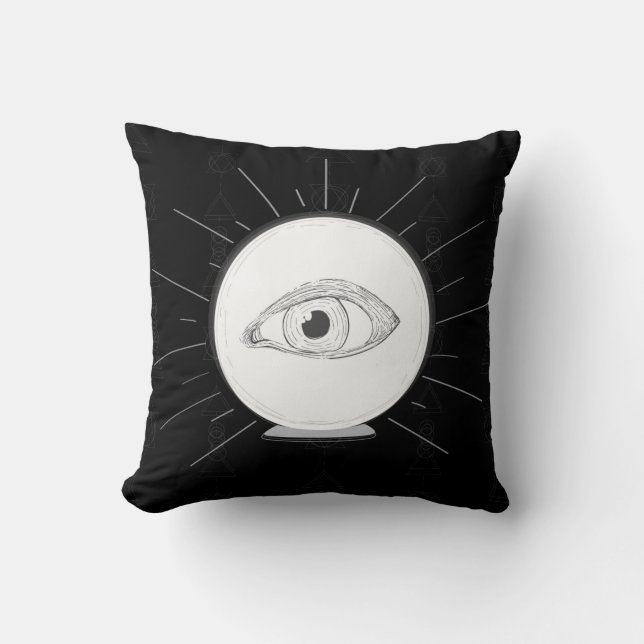 Fortune Teller Eye Seer Esoteric Crystal Ball Cushion (Front)