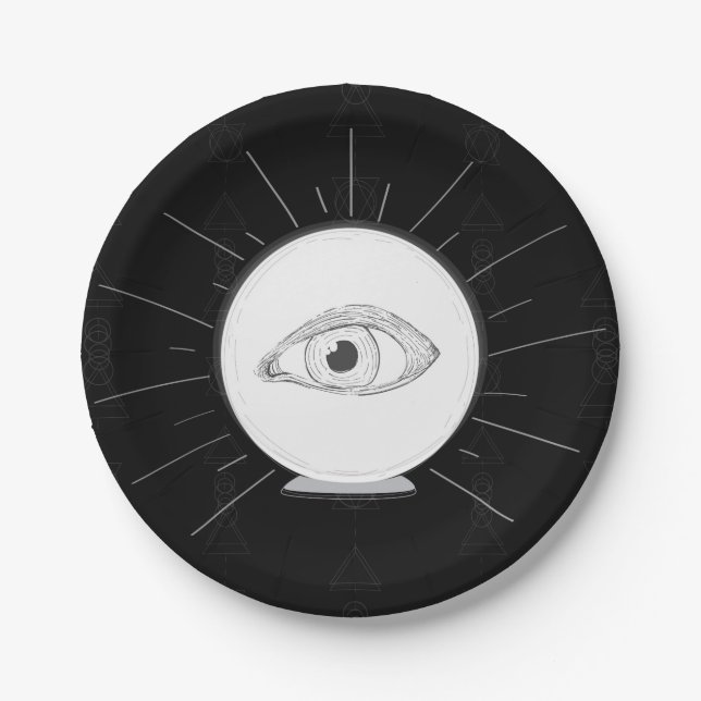 Fortune Teller Eye Seer Esoteric Crystal Ball Paper Plate (Front)