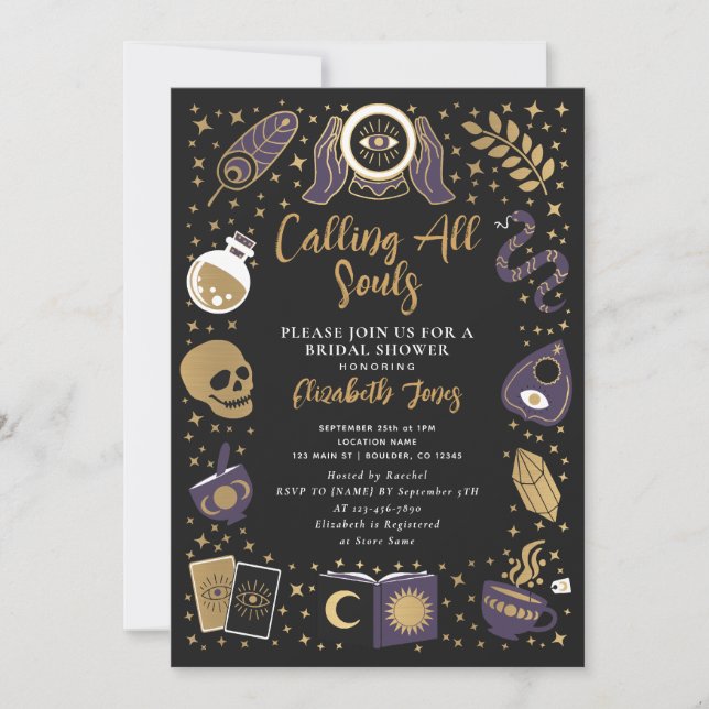 Fortune Teller Gothic Witchy Bridal Shower Invitation (Front)