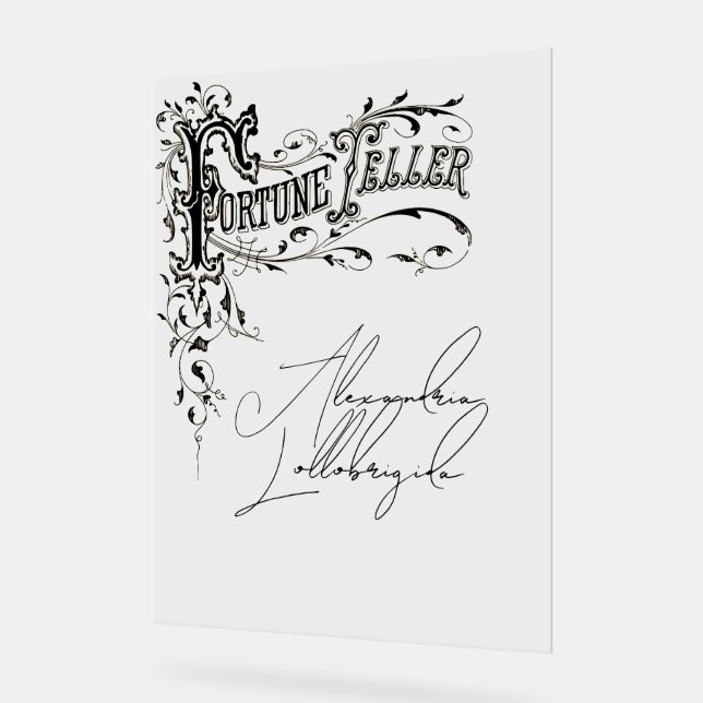 Fortune Teller Name Script Acrylic Sign (Angle)