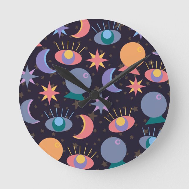 Fortune Teller Pattern Round Clock (Front)