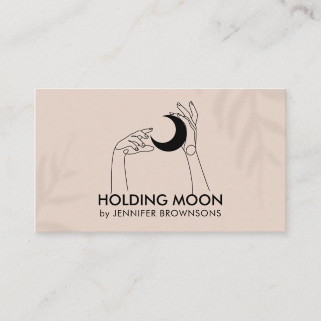 Fortune Teller Touching Moon Crescent with Hands Business Card (Front)