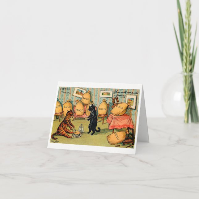 Fortune Telling Cats You Will Come into a Fortune Card (Front)