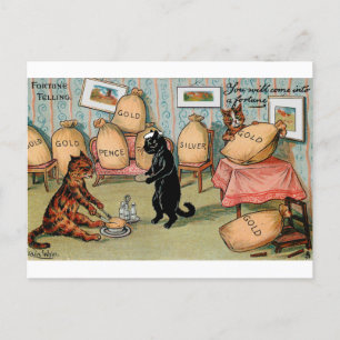 Fortune Telling Money by Louis Wain Postcard