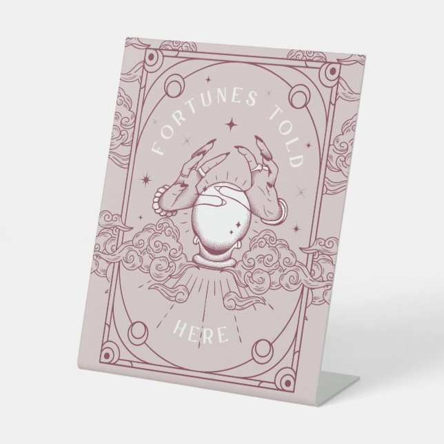 Fortunes Told Here Pink Baby Shower Pedestal Sign (Front)