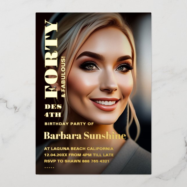 Forty 40th Birthday Elegant Modern Magazine Gold (Front)