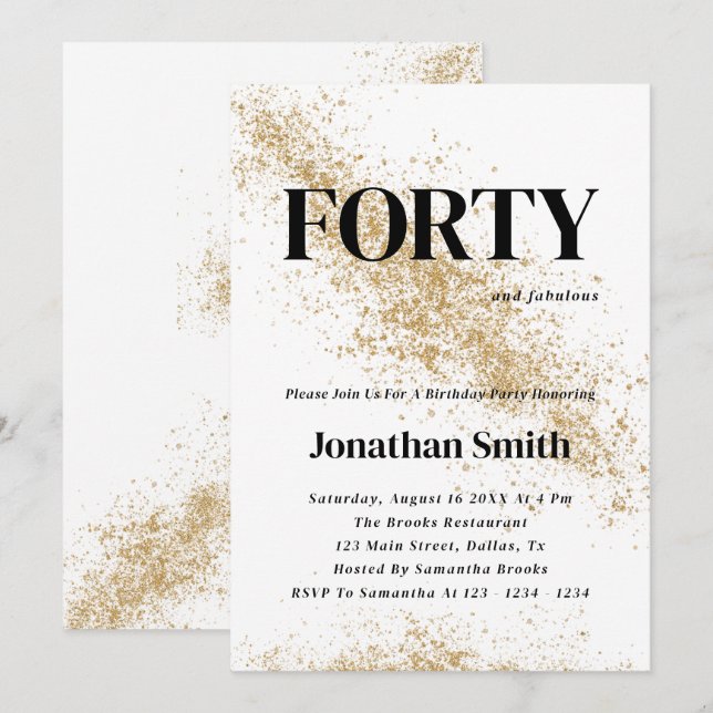 Forty 40th Birthday Invitation For Man (Front/Back)