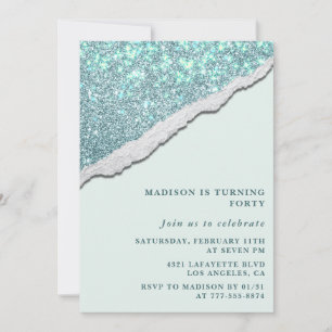 Forty 40th birthday invitation Glam Glitter