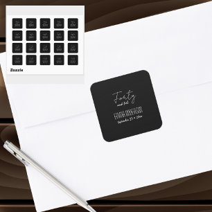 Forty and Fab Text Name Modern Black Square Sticker