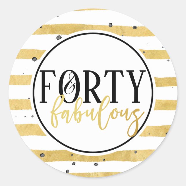 Forty and Fabulous 40th Birthday Party Stickers (Front)