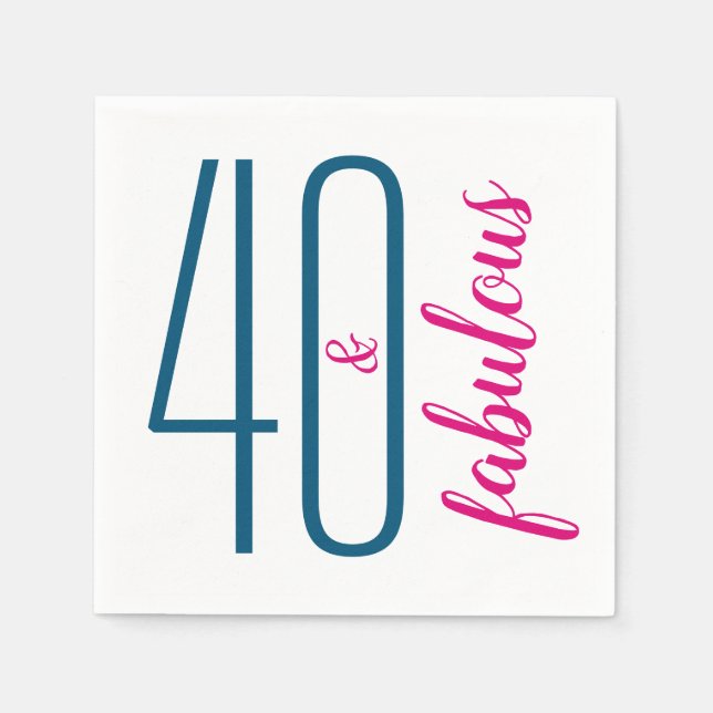 Forty and Fabulous Birthday Party Paper Napkin (Front)