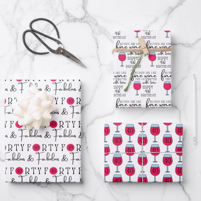 Forty and Fabulous Birthday Wrapping Sheets  (Front)