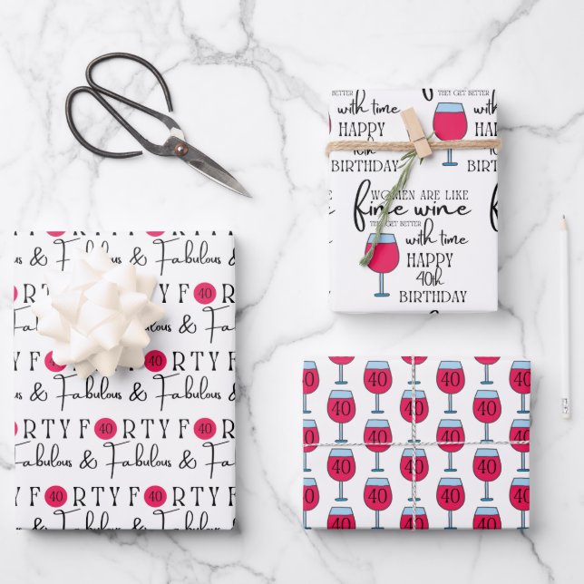 Forty and Fabulous Birthday Wrapping Sheets  (Front)