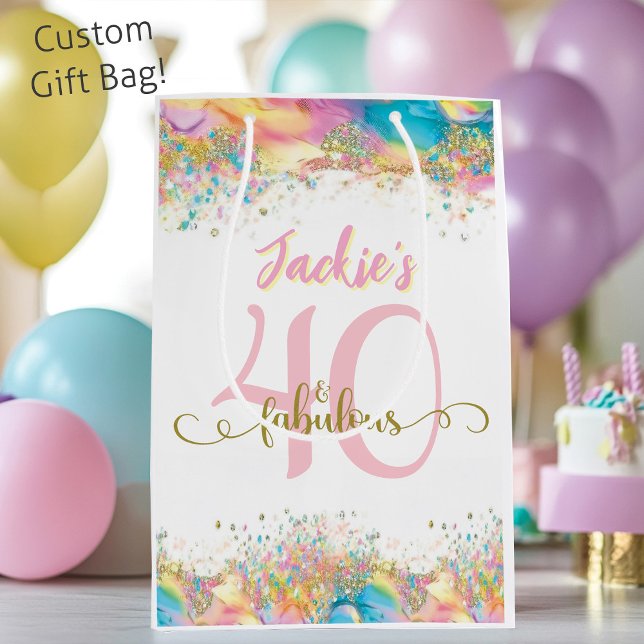 Forty and Fabulous Custom Gift Bag (Custom Forty and Fabulous Birthday Gift Bag)