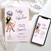 Forty and Fabulous Disco Birthday Custom Invite