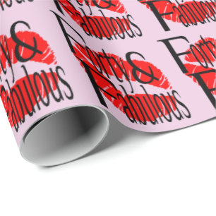 Forty and Fabulous with Hot Red Lips Wrapping Paper