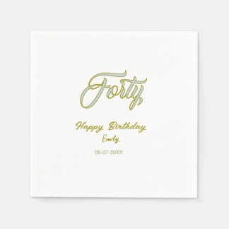 forty birthday name date blue green pastel trendy  napkin