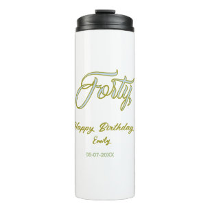 forty birthday name date blue green pastel trendy  thermal tumbler